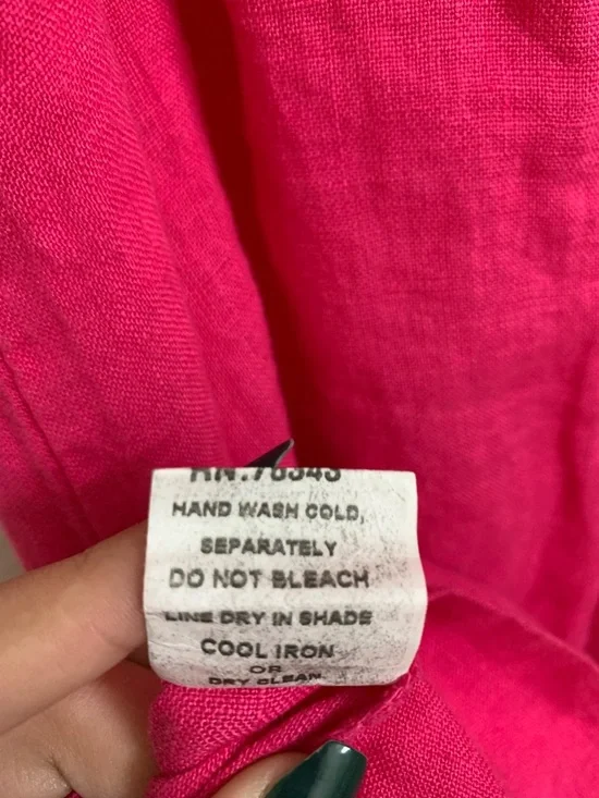 Francesca Bettini Italy 100% Linen Bright Pink Sleeveless Dress Small - Picture 6 of 9